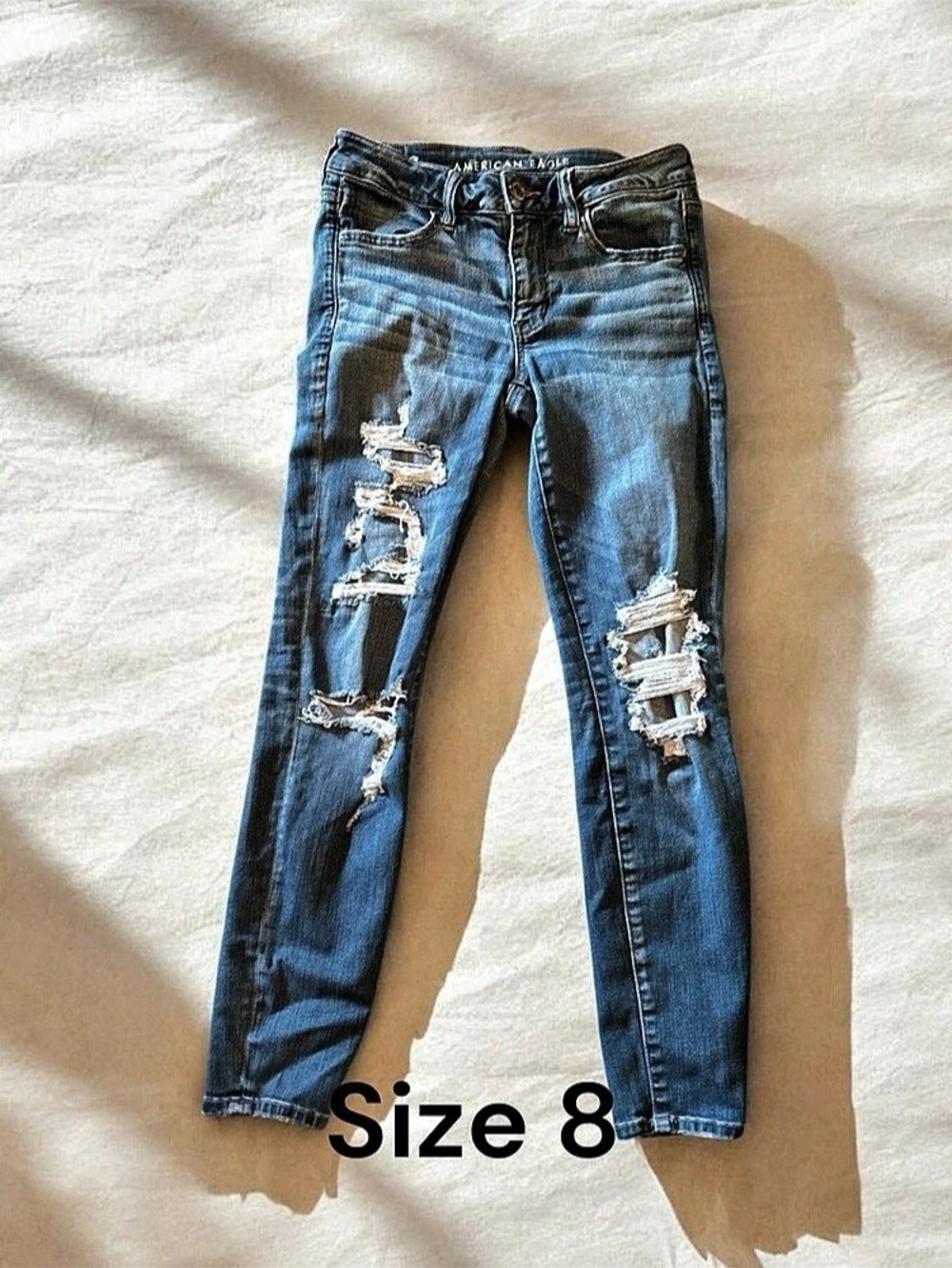 American Eagle AE Ripped Skinny Jean Blue Size 8